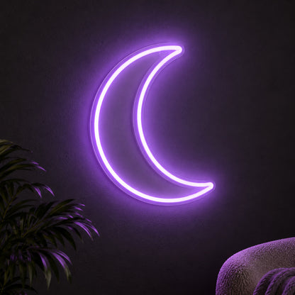 Lavender Crescent Moon LED Neon Sign image 1