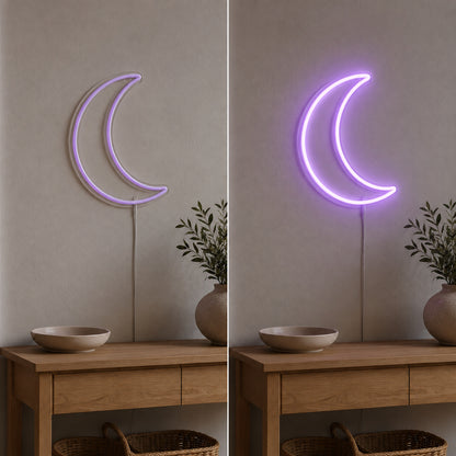 Lavender Crescent Moon LED Neon Sign image 3