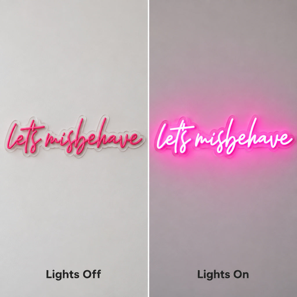 Lets Misbehave Pink LED Neon Sign image 3