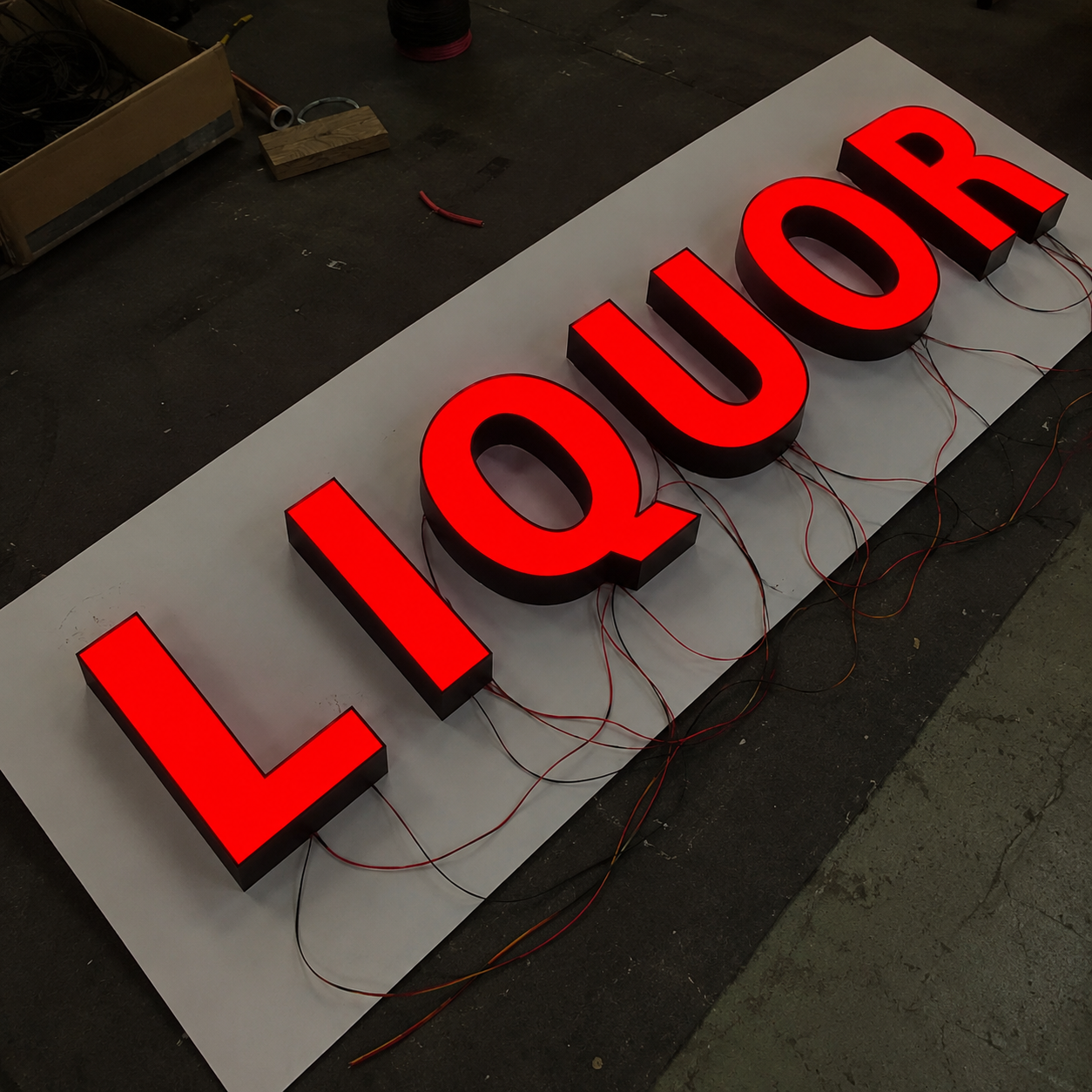 LIQUOR Custom Frontlit And Backlit Channel Letter Led Light Sign