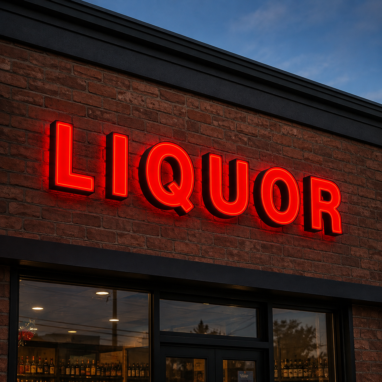 LIQUOR Custom Frontlit And Backlit Channel Letter Led Light Sign