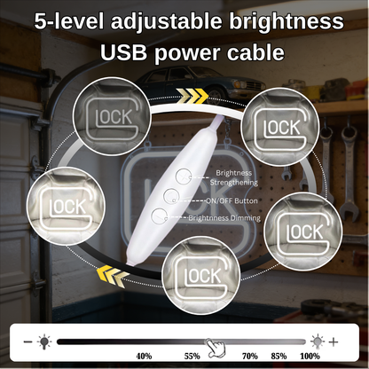 Glock USB LED Neon Sign for Bar Game Room & Man Cave Wall Decor