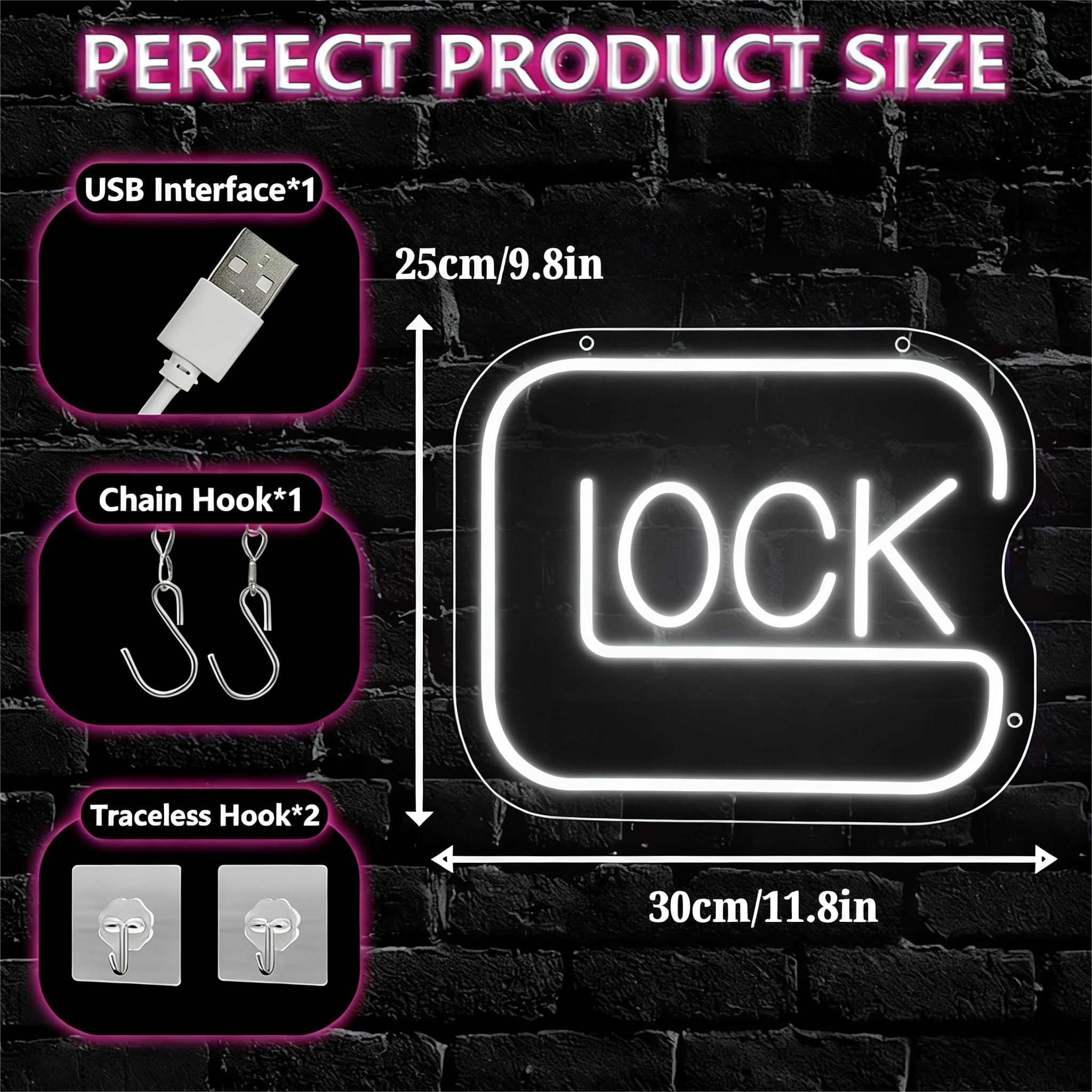 Glock USB LED Neon Sign for Bar Game Room & Man Cave Wall Decor