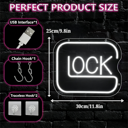 Glock USB LED Neon Sign for Bar Game Room & Man Cave Wall Decor