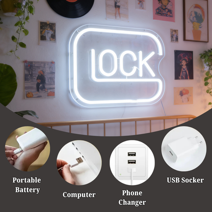 Glock USB LED Neon Sign for Bar Game Room & Man Cave Wall Decor