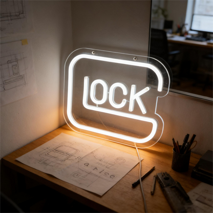 Glock USB LED Neon Sign for Bar Game Room & Man Cave Wall Decor