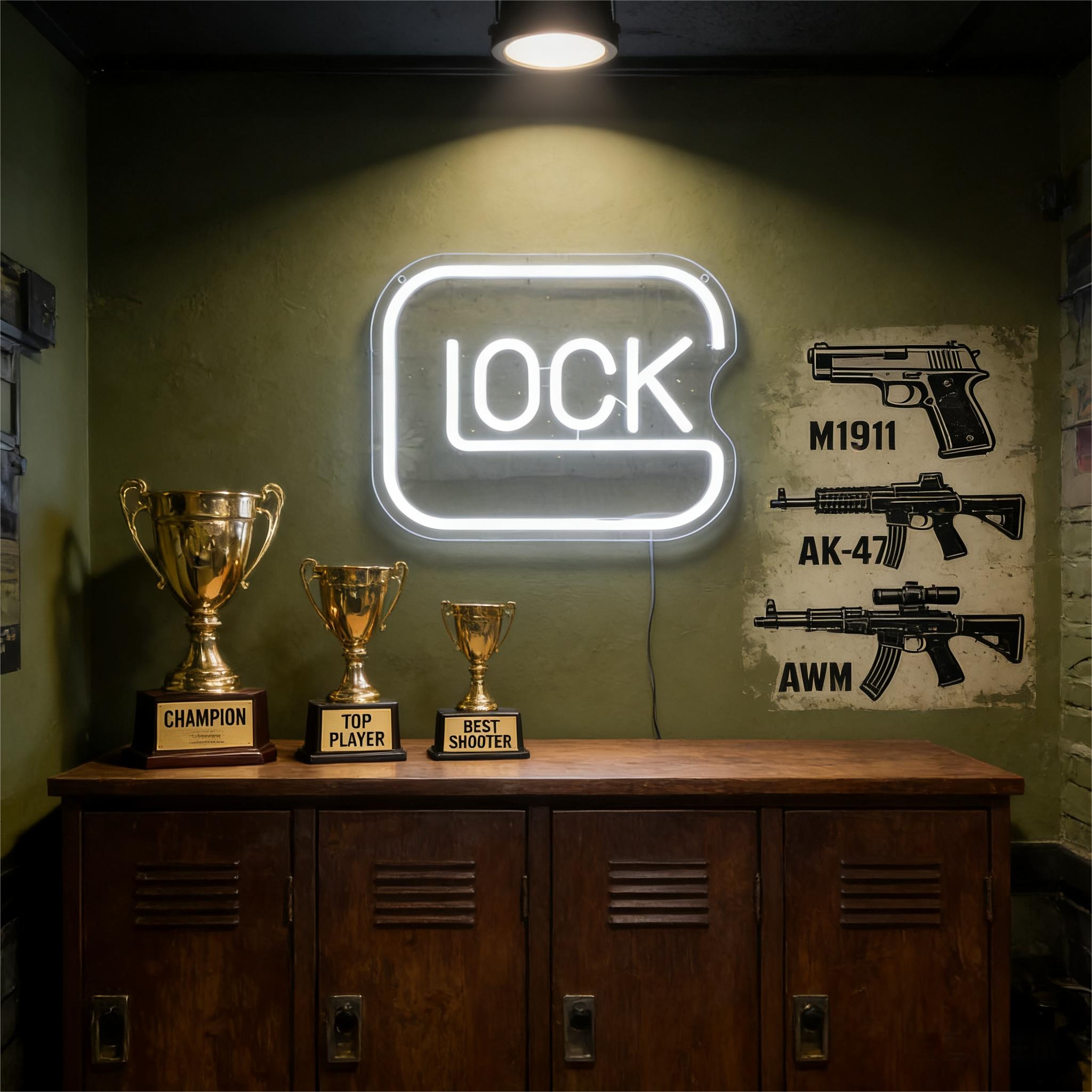 Glock USB LED Neon Sign for Bar Game Room & Man Cave Wall Decor