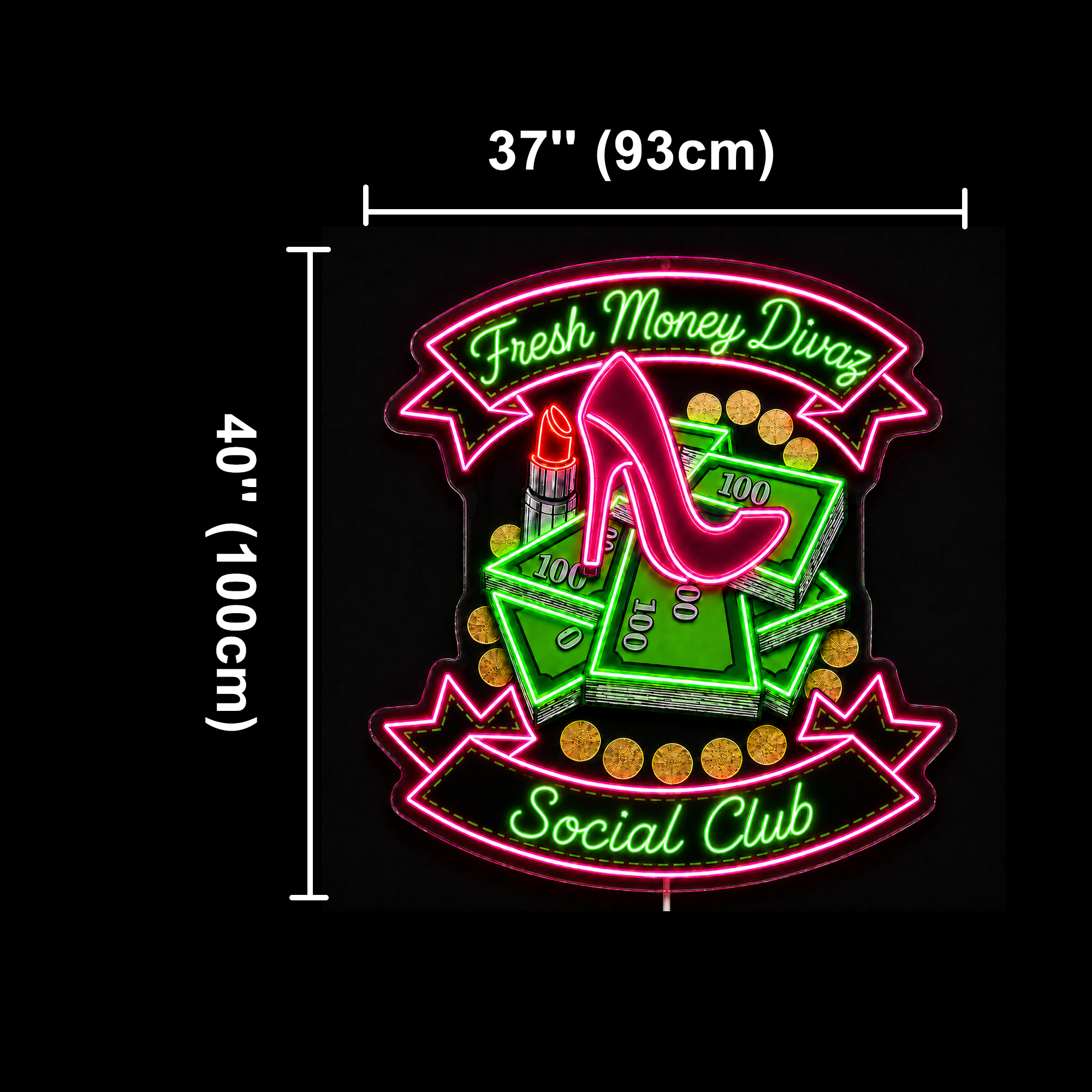 Fresh Money Divas Social Club Custom LED Neon Sign