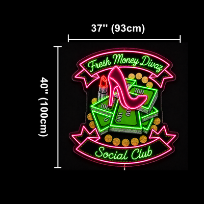 Fresh Money Divas Social Club Custom LED Neon Sign