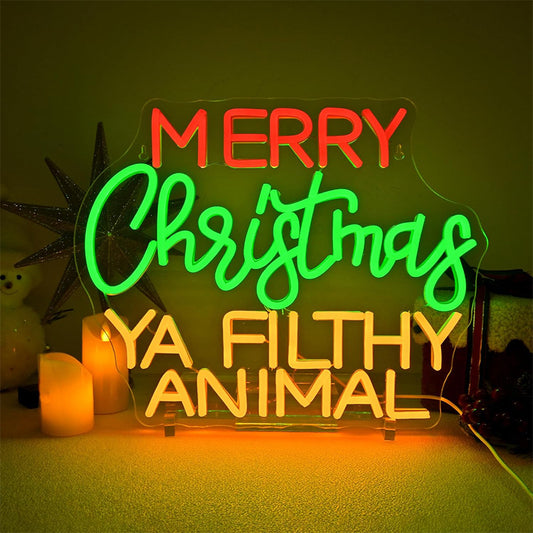 Merry Christmas Ya Filthy Animal Neon Sign Merry Christmas Led Lights