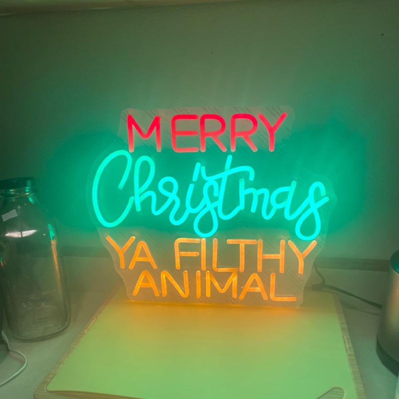 Merry Christmas Ya Filthy Animal Neon Sign Merry Christmas Led Lights