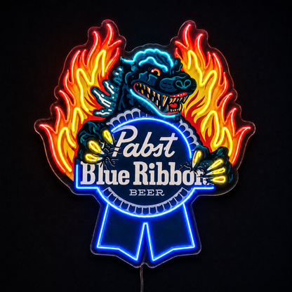 Custom Monster Beer & Flame LED Neon Sign – 24 Inch