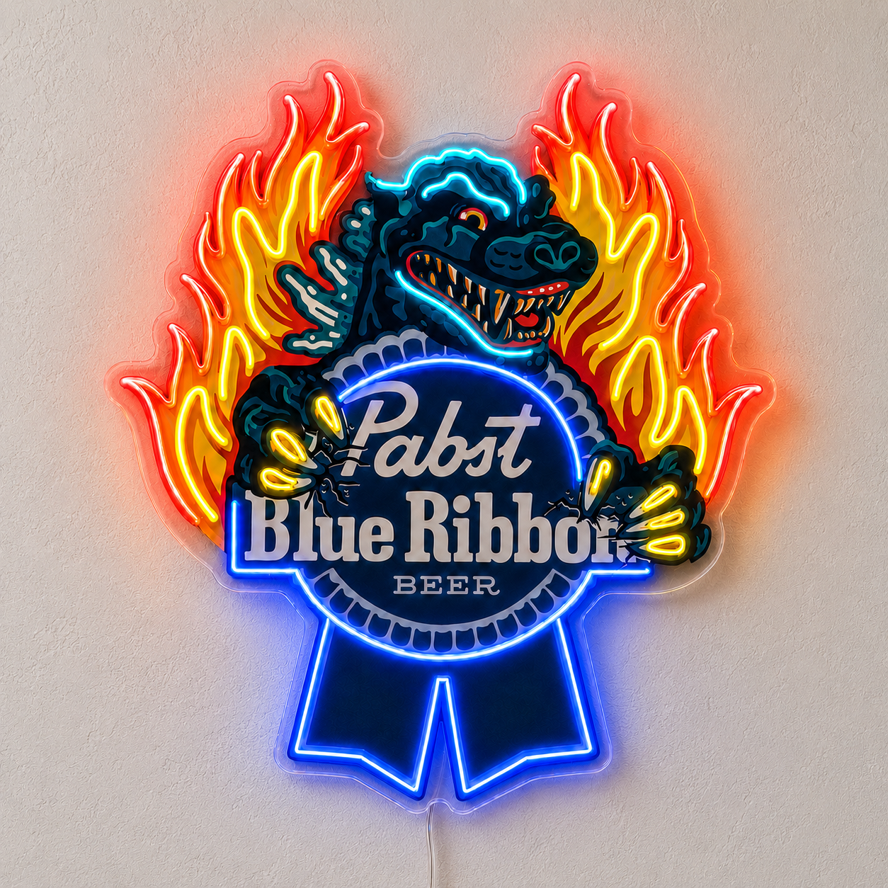 Custom Monster Beer & Flame LED Neon Sign – 24 Inch