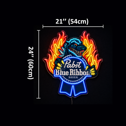 Custom Monster Beer & Flame LED Neon Sign – 24 Inch