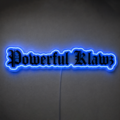 Powerful Klawz Custom LED Neon Sign – Blue Outline with Black UV Print