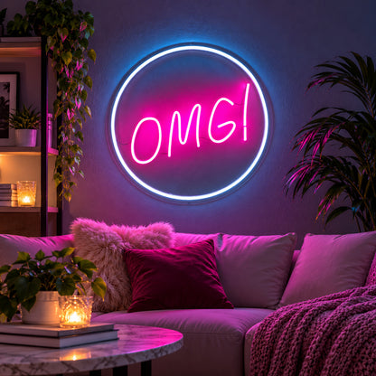OMG Pink Circular LED Neon Sign image 2