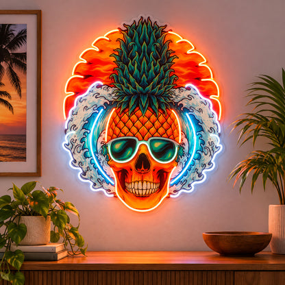 Pineapple Skull Sunglasses LED Neon Sign image 2