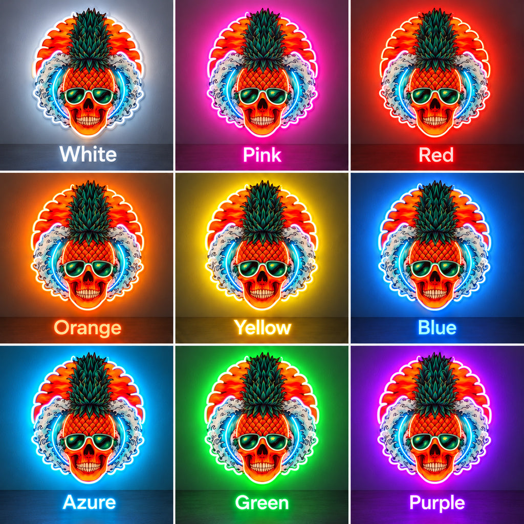 Pineapple Skull Sunglasses LED Neon Sign image 4