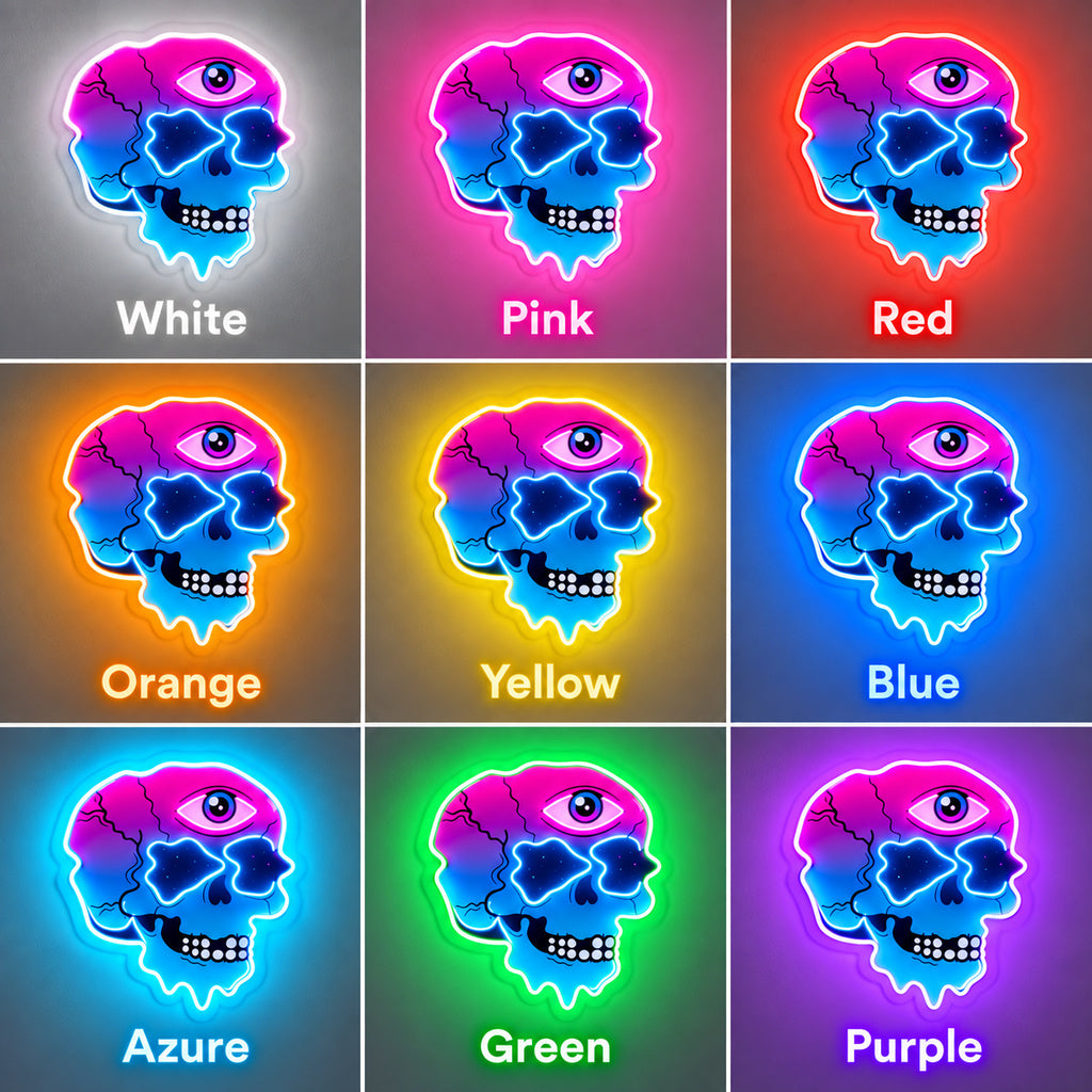 Pink Blue Melting Skull LED Neon Sign image 4