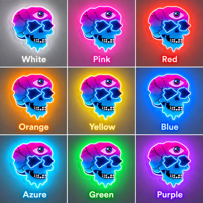 Pink Blue Melting Skull LED Neon Sign image 4