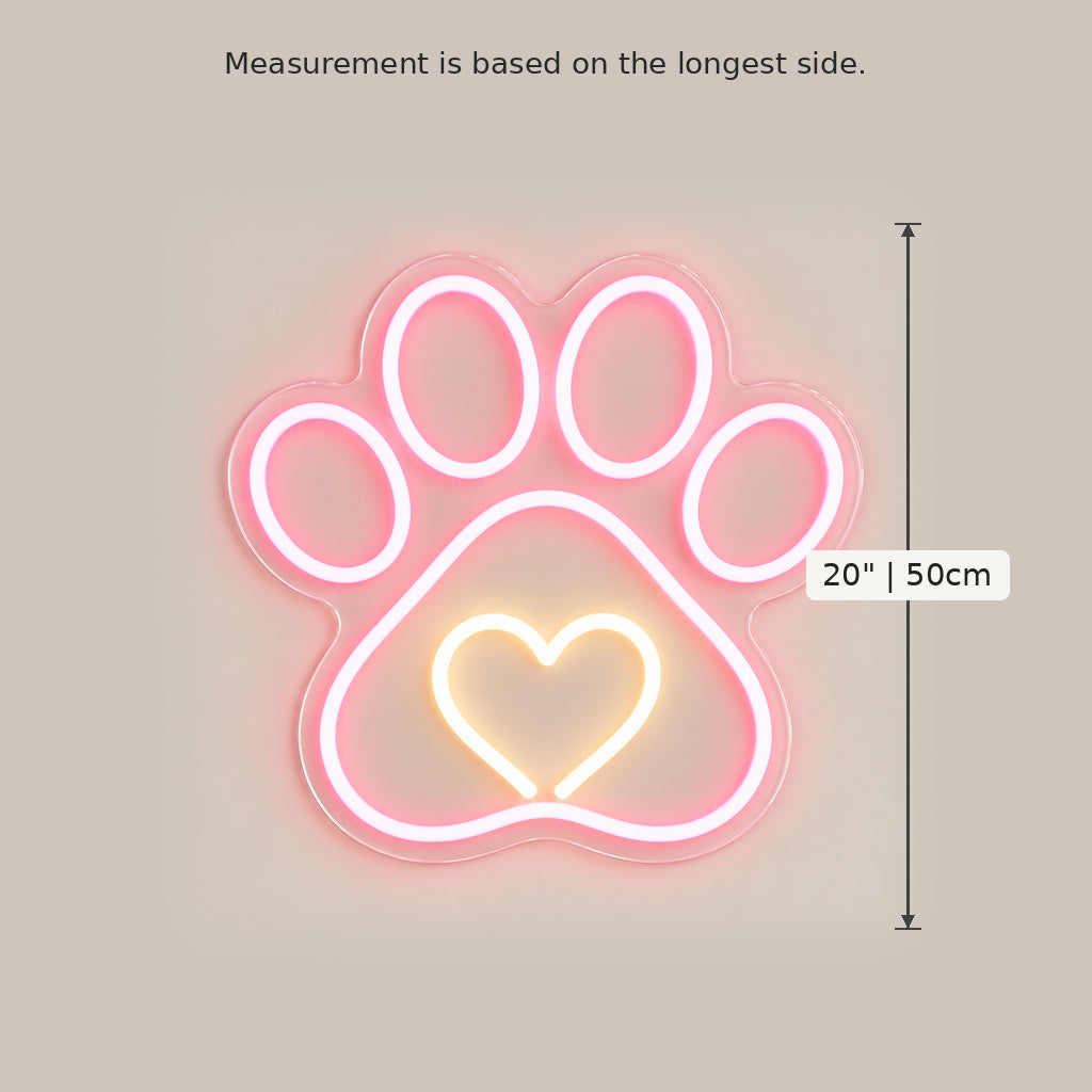 Pink Paw Print Heart LED Neon Sign image 5