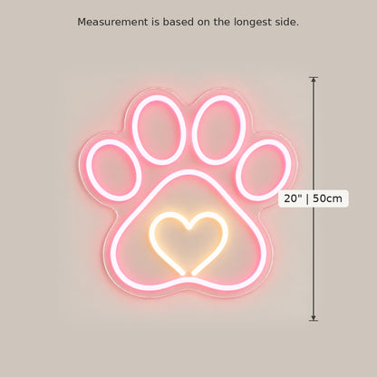 Pink Paw Print Heart LED Neon Sign image 5
