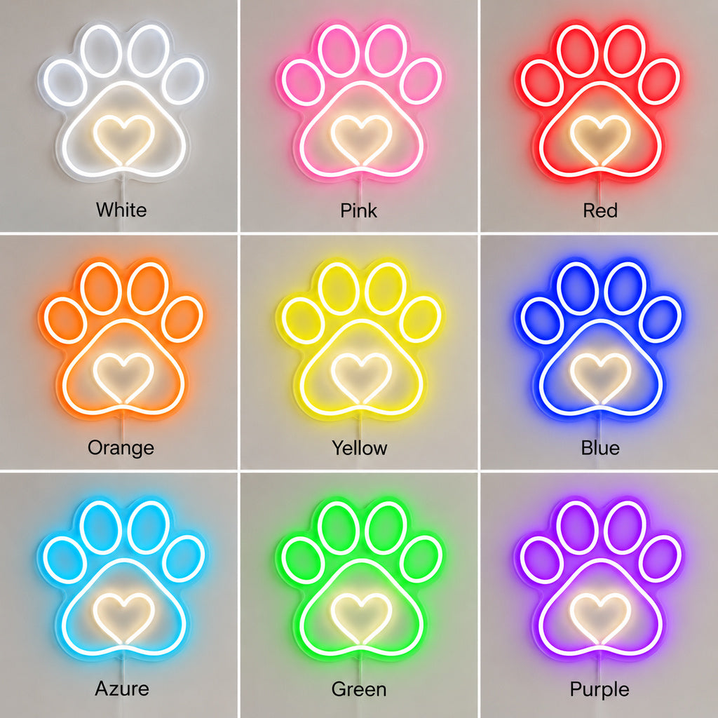 Pink Paw Print Heart LED Neon Sign image 4