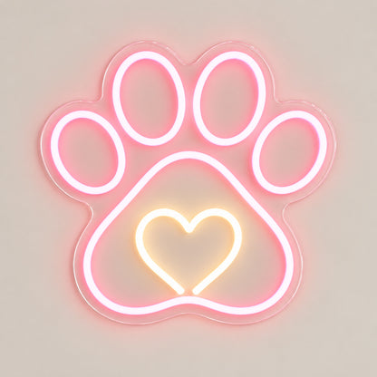 Pink Paw Print Heart LED Neon Sign image 6