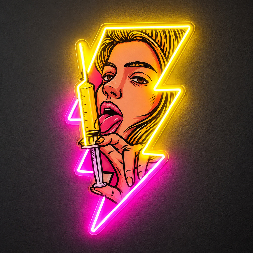 Pop Art Woman Lightning LED Neon Sign image 1
