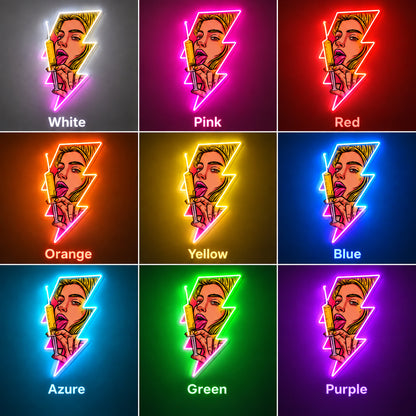 Pop Art Woman Lightning LED Neon Sign image 4