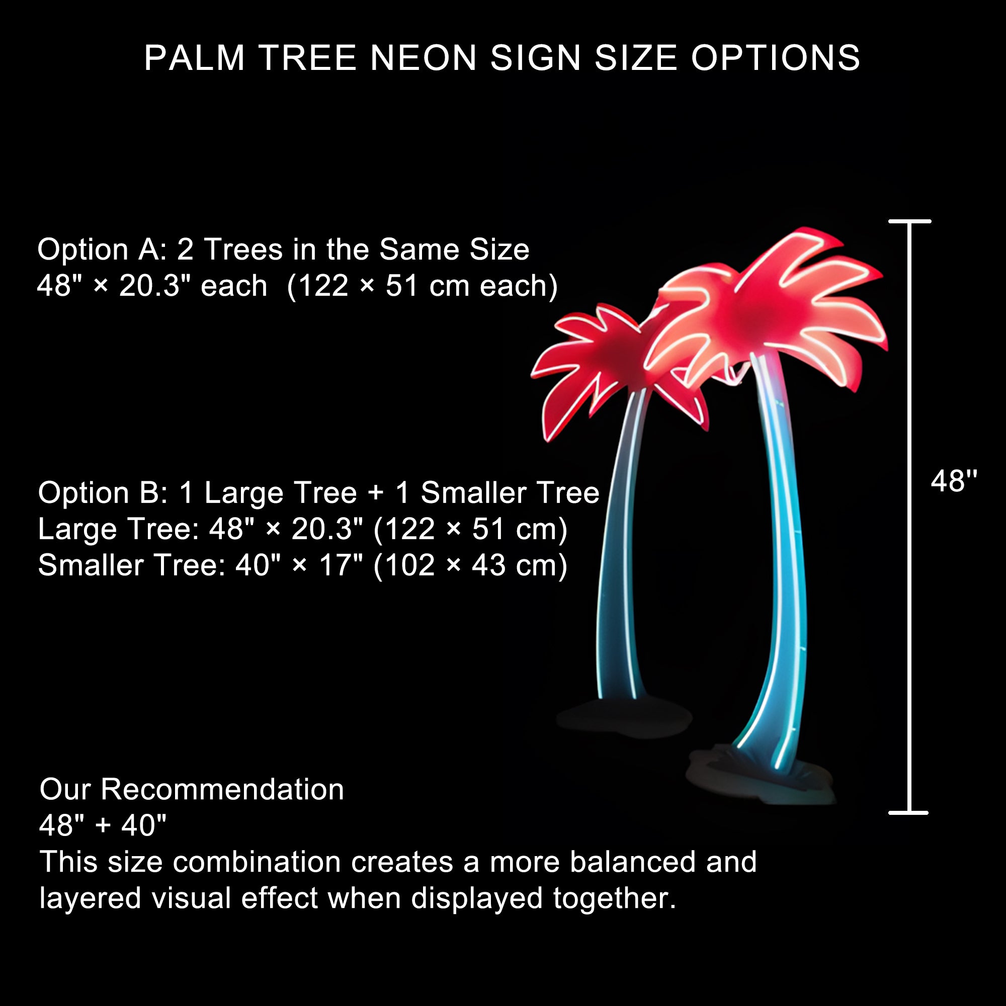 Palm Tree Custom Led Neon Sign with 2 PCS