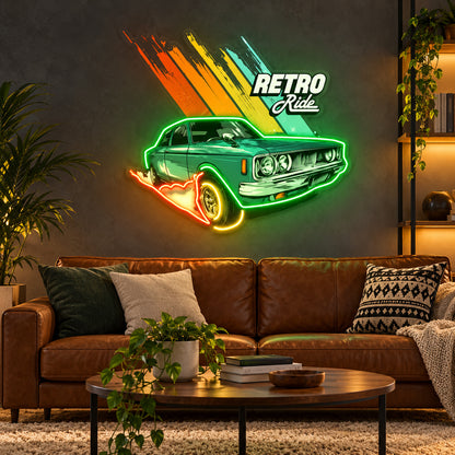 Retro Ride Green Car LED Neon Sign image 2
