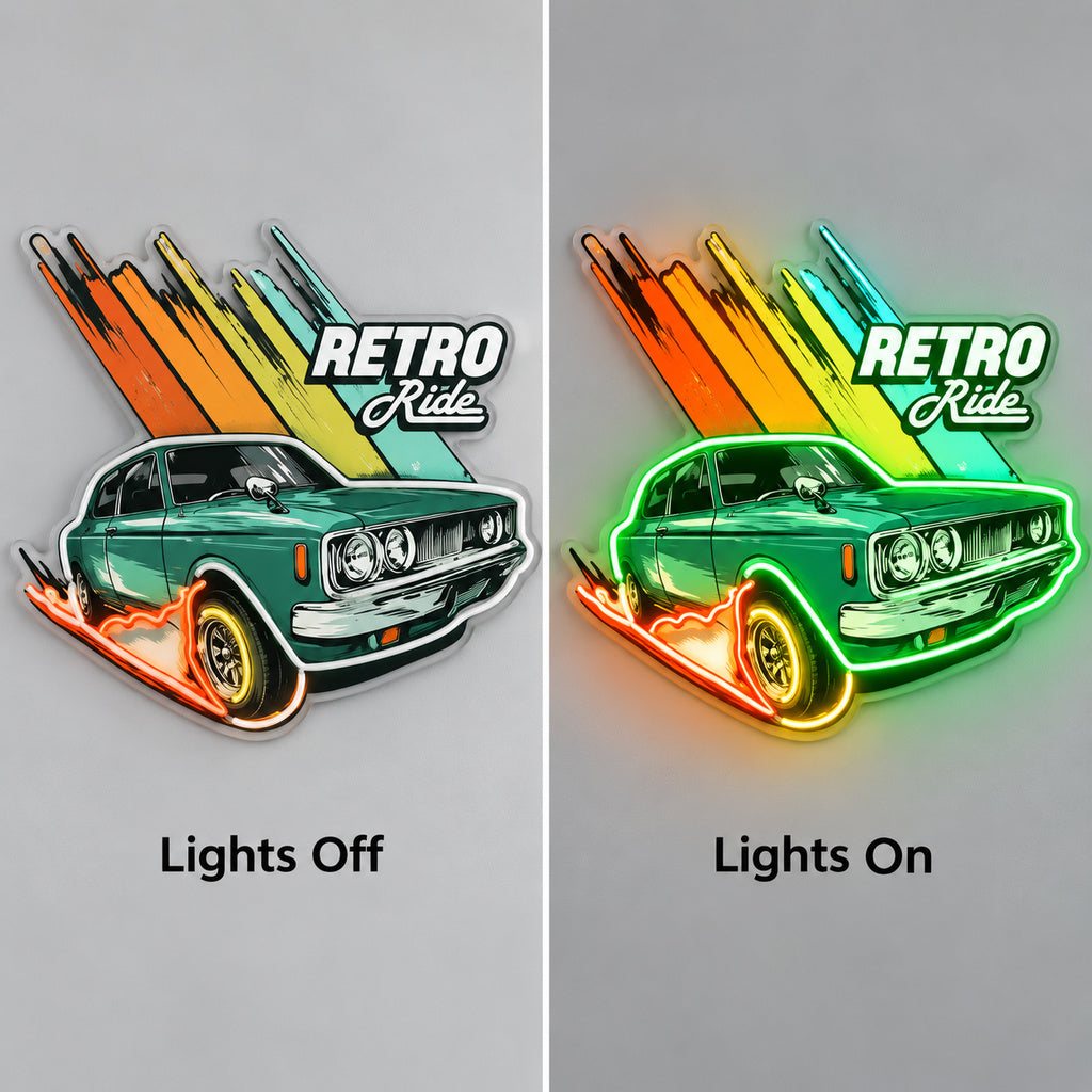 Retro Ride Green Car LED Neon Sign image 3