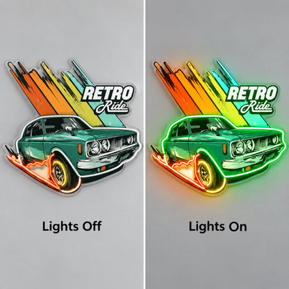 Retro Ride Green Car LED Neon Sign image 3