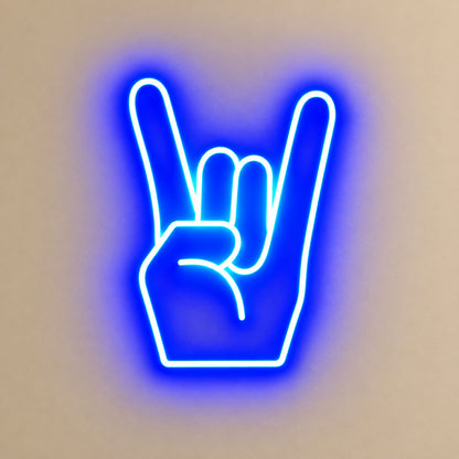 Rock On Hand Blue LED Neon Sign image 6