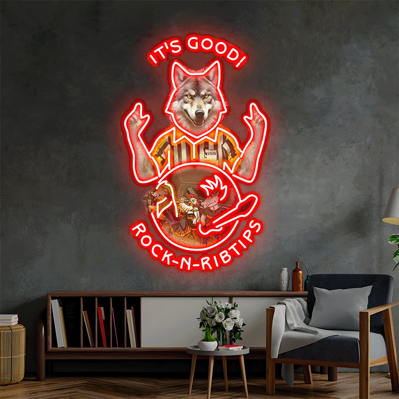 ROCK N RIBTIPS RGB Custom Neon Sign - Custom LED neon sign front view