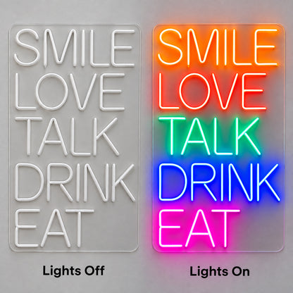Smile Love Talk Drink Eat LED Neon Sign image 3