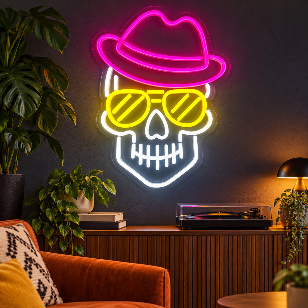 Sombrero Sunglasses Skull LED Neon Sign image 2