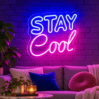 Stay Cool Blue Pink LED Neon Sign image 2