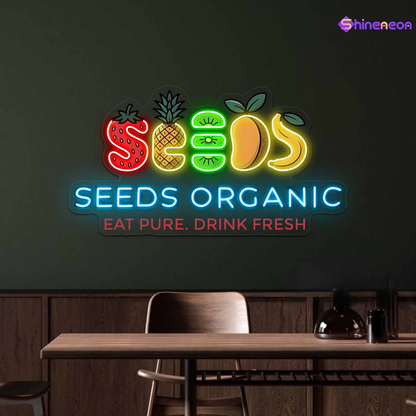 San's Seeds Orange Uv Printed Custom Led Neon Sign