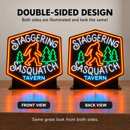 Sasquatch Tavern Double-Sided Custom LED Neon Sign with Free Standing