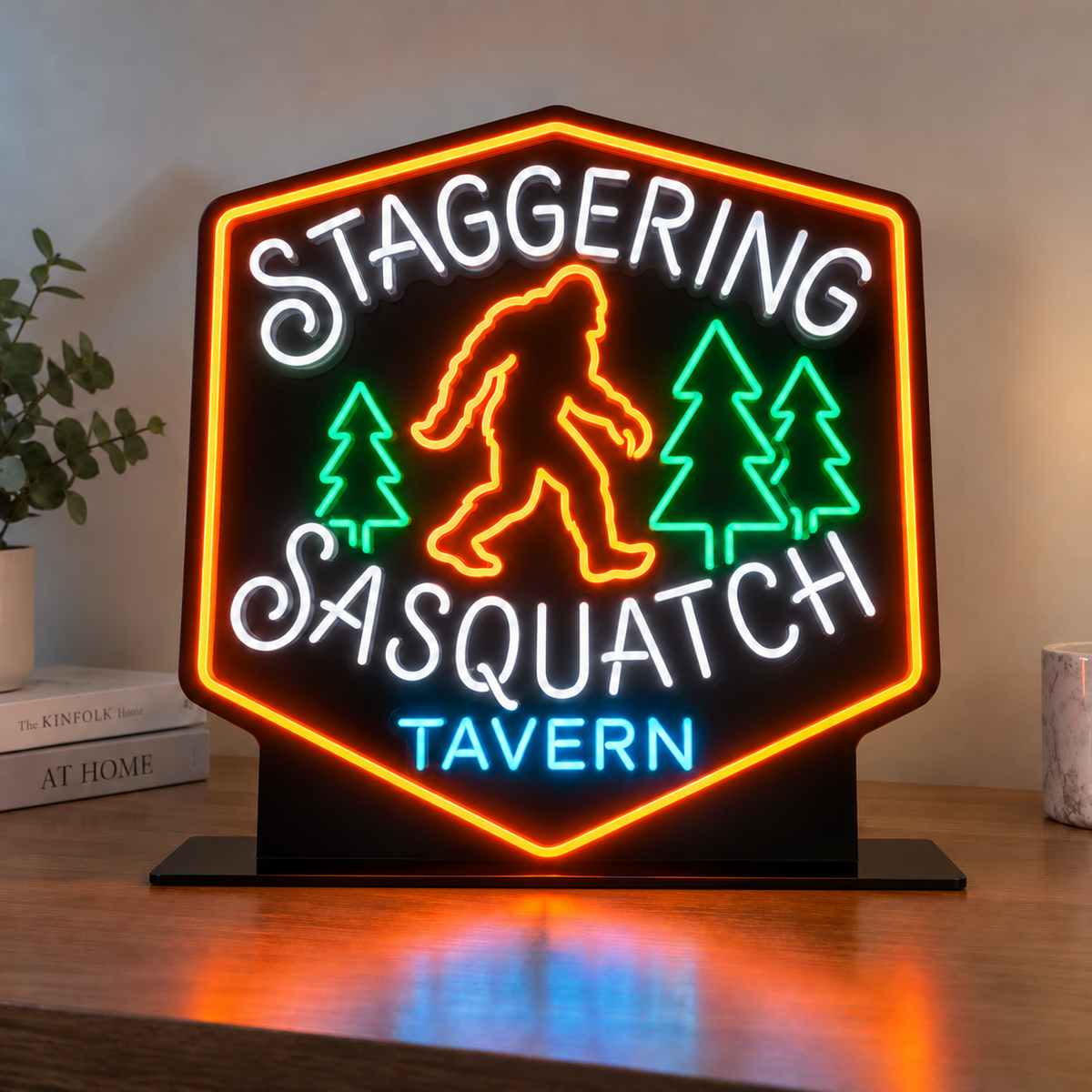 Sasquatch Tavern Double-Sided Custom LED Neon Sign with Free Standing