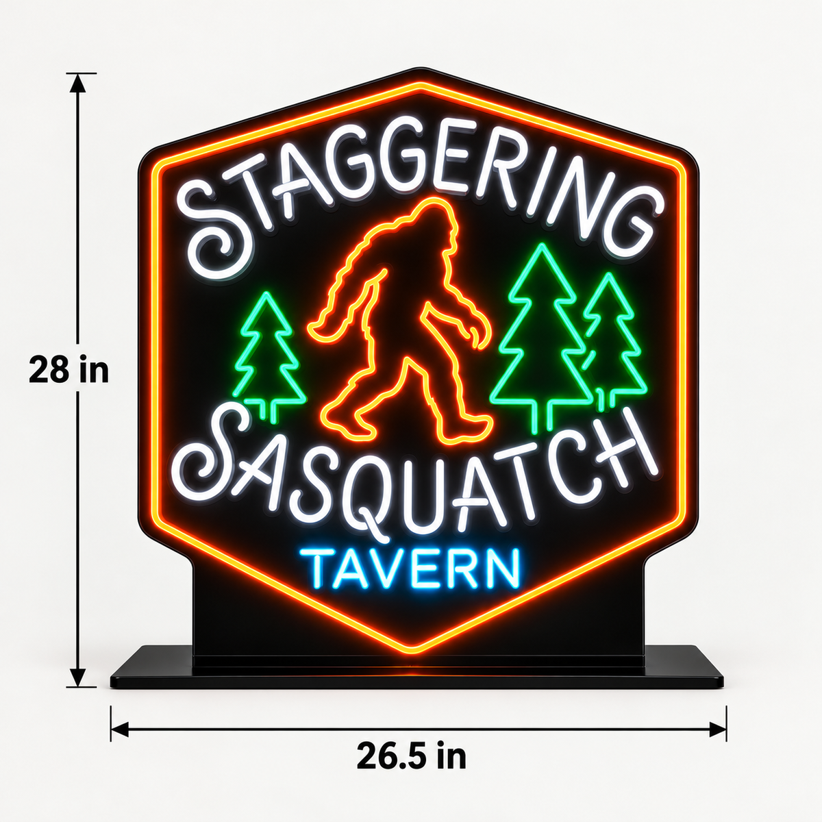 Sasquatch Tavern Double-Sided Custom LED Neon Sign with Free Standing
