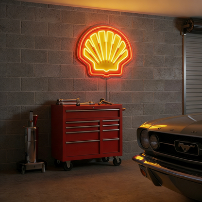ShineNeon™ Retro Scallop Shell LED Neon Sign - Vintage Garage & Man Cave Wall Art