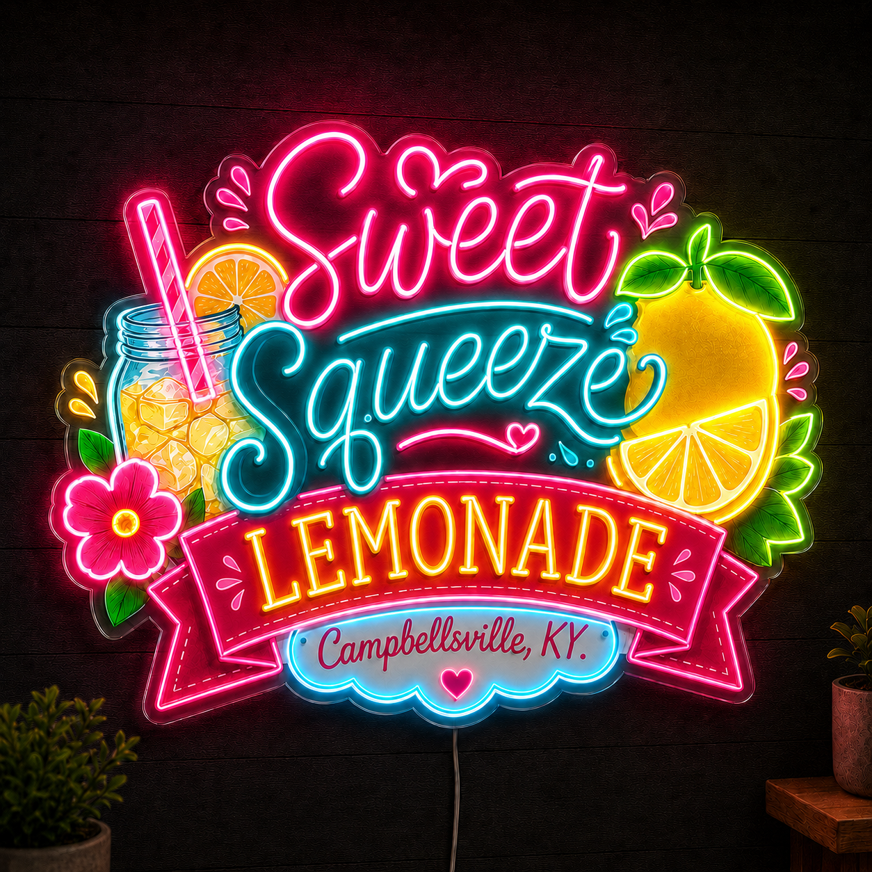 Sweet Squeeze Lemonade Custom LED Neon Sign