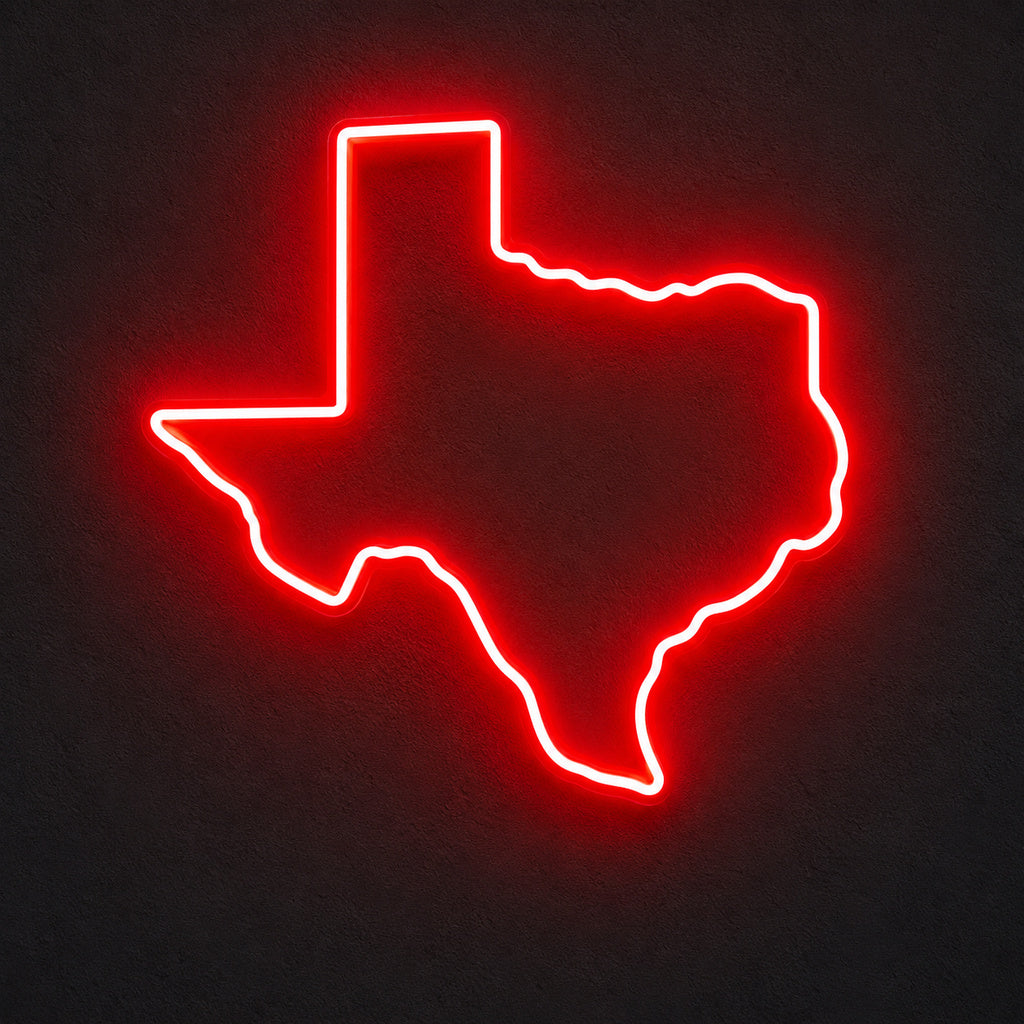 Texas State Map Red LED Neon Sign image 1