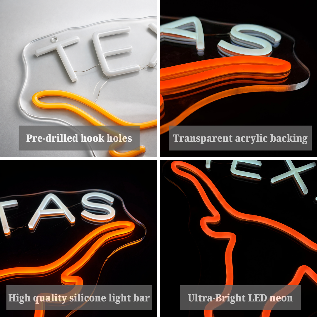 ShineNeon™ Texas Longhorn LED Neon Sign - Orange & White Western Decor for Bar Game Room or Man Cave