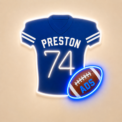 Preston 74 Football Jersey Custom LED Neon Sign