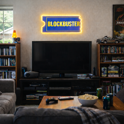 ShineNeon™ Retro Blockbuster Ticket LED Neon Sign - Movie Room & Mancave Wall Decor
