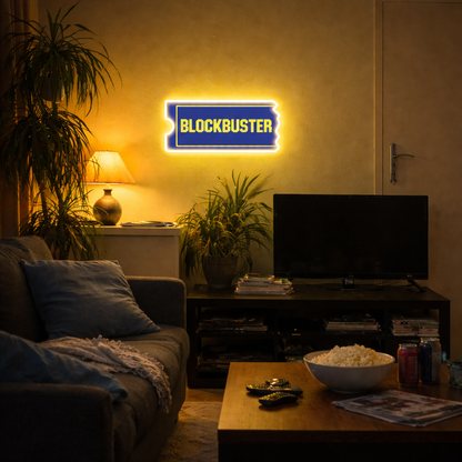 ShineNeon™ Retro Blockbuster Ticket LED Neon Sign - Movie Room & Mancave Wall Decor